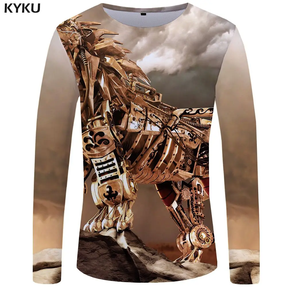 3d t shirt 03 Бренд KYKU, футболка с тигром, Мужская футболка с длинным рукавом, с изображением животных, крутая, интересная уличная одежда, желтая, 3d футболка, одежда с графическим рисунком - Цвет: 3d t shirt 03
