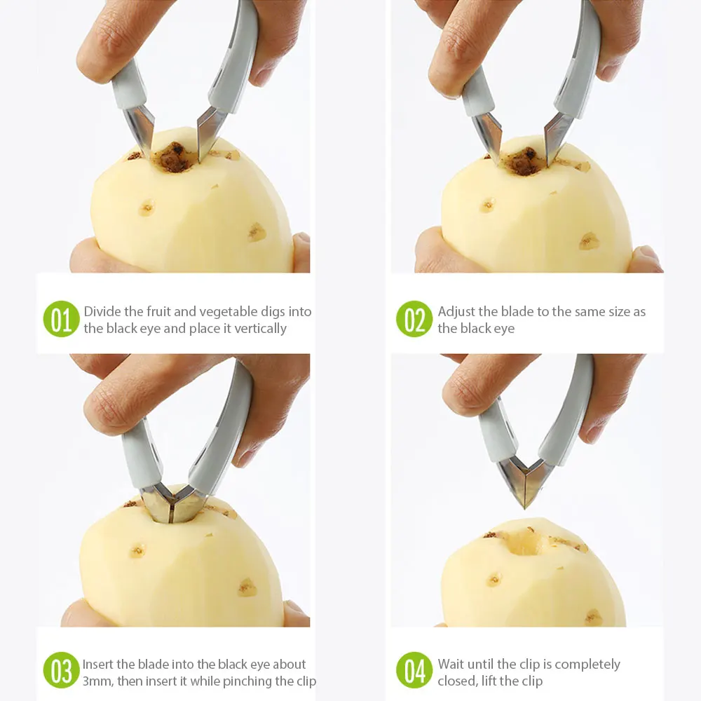Stainless Steel Pineapple Eye Peeler Knife Pineapple Eye Seed Remover Clip Pineapple Slicer Corer Cutter Fruit Vegetable Tools