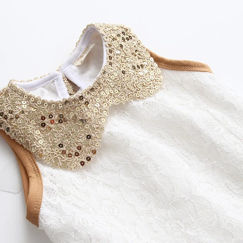 Платье принцессы для девочек 2020 Новое модное летнее кружевное платье без рукавов