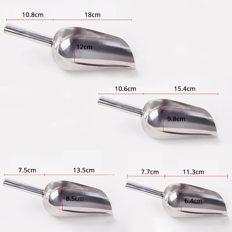 8-11Inch Stainless Steel Bar Ice Scoop Ices Scraper Food Flour Candy Scoops Shovel Kitchen Tools Buffet Accessories | Дом и сад