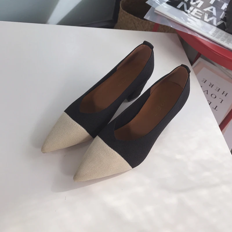 2019 Autumn Female Sandals Pointed Lady Sexy High Heels Black with Thick Wild Single Women Shoes Sandalias Femeninas | Обувь