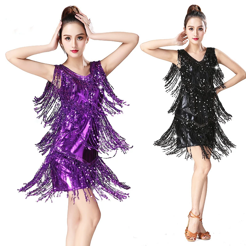 

2019 latin dance skirt women costume Lady Latin Dance Dress Samba Tango irregular fringe Dress For Dancing Practice Performamnce