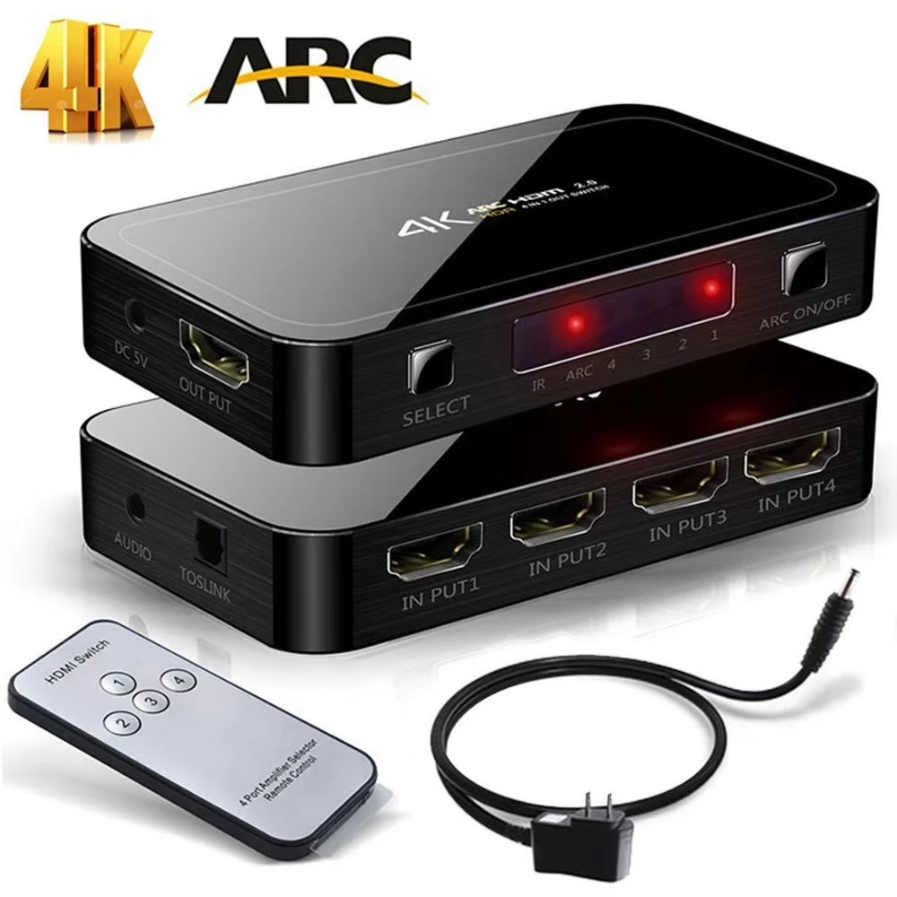 2018 Переключатель HDMI 2 0 4 K коммутатор 4x1 в 1 выход переключатель аудио экстрактор с