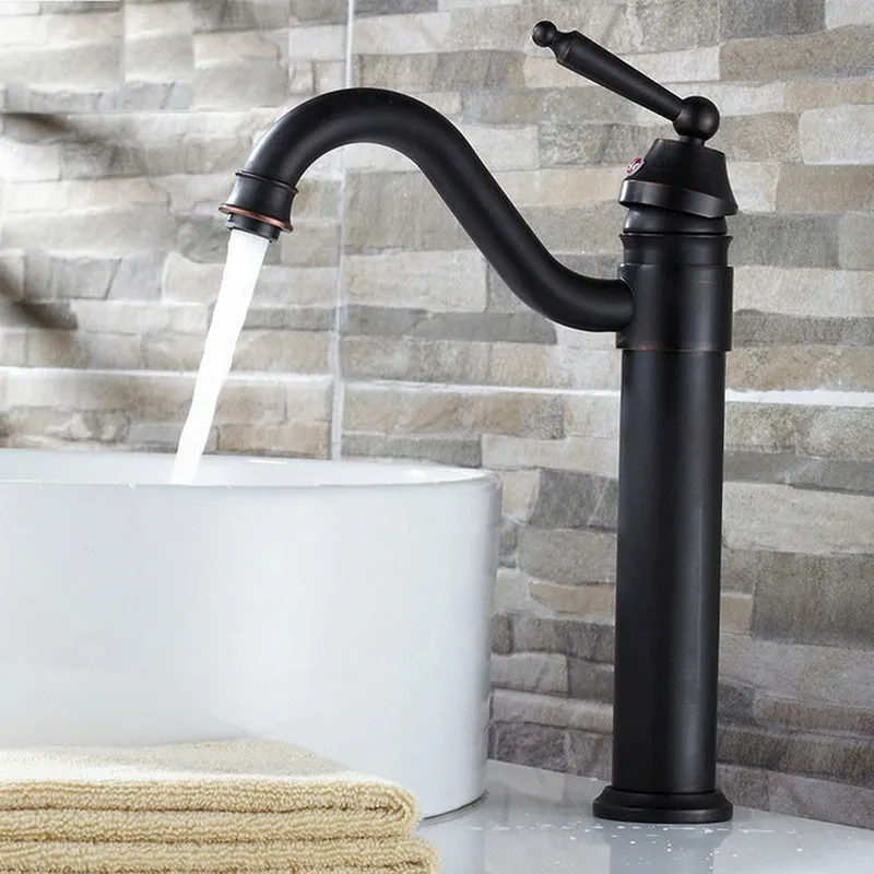 Масло втирают Бронзовый гусиная шея стиль Однорычажный Поворотный Кухня Ванная