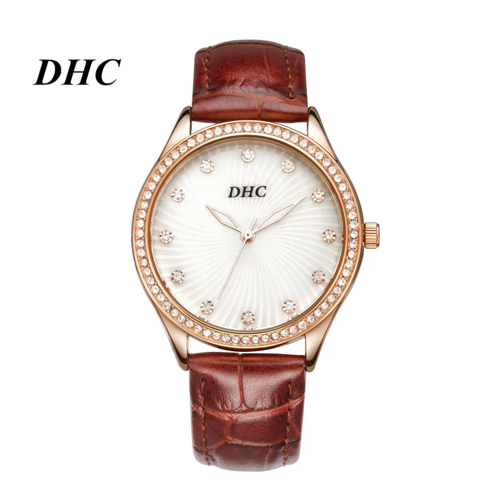 DHC марка новая мода роскошные часы женщины горный хрусталь кристалл Алмаза Часы
