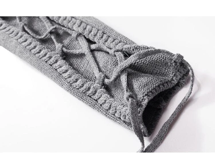 Мужской трикотажный свитер Kanye WEST черно серый хлопковый пуловер оверсайз с