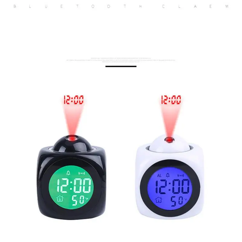 ЖК-часы с проекционным будильником, цифровой дисплей, часы с будильником, голосовые подсказки, термометр, функция повтора сигнала, часы