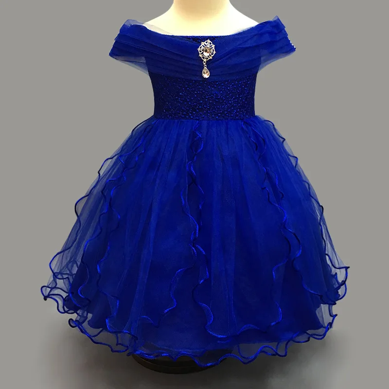 royal blue Розничная ; Новое поступление года; Летнее Детское платье; платье с цветочным узором для девочек на свадьбу; белое платье; вечернее платье для вечеринки; slm8807 - Цвет: royal blue