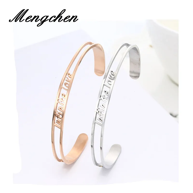 

5 шт./компл. Выгравированный Браслет-манжета с выгравированными буквами и бесконечной любовью, ювелирное изделие, вдохновляющий подарок для...