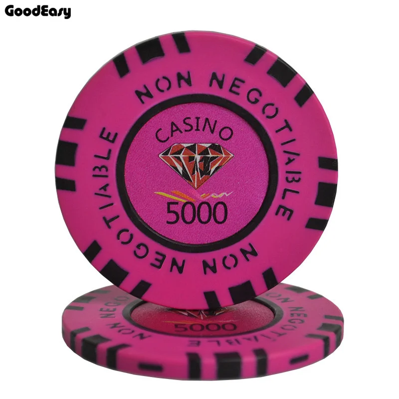 5000 Казино Алмазный покерный набор монет Техасский 25 шт./лот 45 мм Hold'em покер 13,5/г глина композитный с внутренним металлом дешевые чипсы - Цвет: 5000