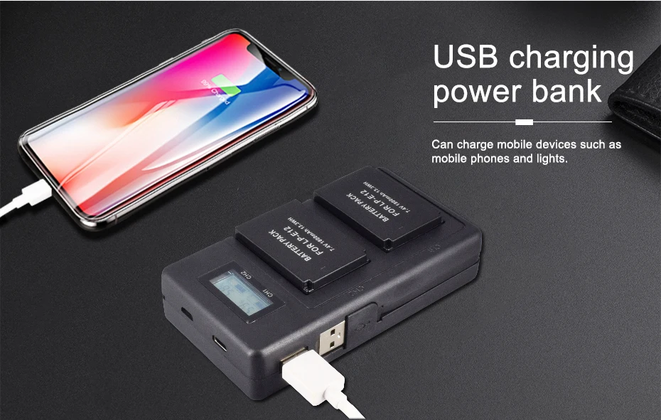PALO 2 шт. LPE12 аккумуляторная батарея для камеры+ USB умное Цифровое зарядное устройство LP-E12 для canon EOS M M10 M50 M100 M100D Rebel SL1 Kiss X7