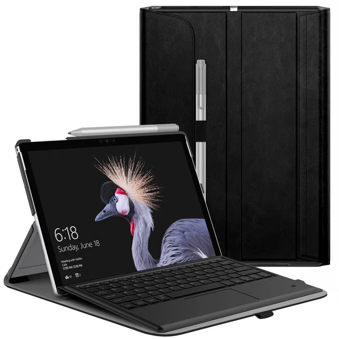Black Чехол для microsoft Surface Pro 7/Pro 6, ультра легкий портфель бизнес-чехол с держателем для ручки для Surface Pro 6/Pro 5/Pro 4 - Цвет: Black