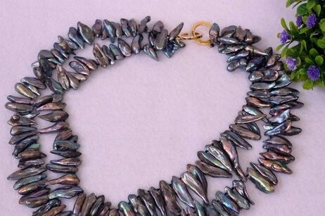 Ddh003650 2strds натуральное черное ожерелье с жемчугом keshi скидка 28|pearl necklace|keshi pearl