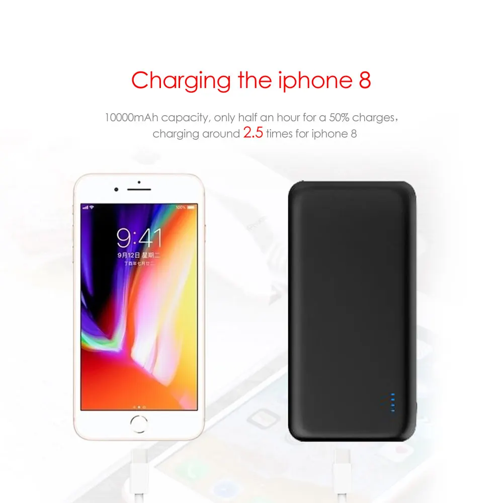Внешний аккумулятор 10000 мАч USB Тип C PD быстрая зарядка + QC3.0 пауэрбанк внешняя