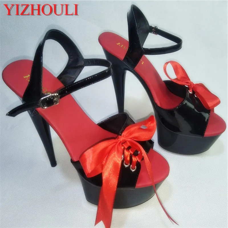 

promotion Sweet Princess Style 15cm Open Toe High Heel Platform Shoes 6 inch sexy Dance Shoes strappy sandals