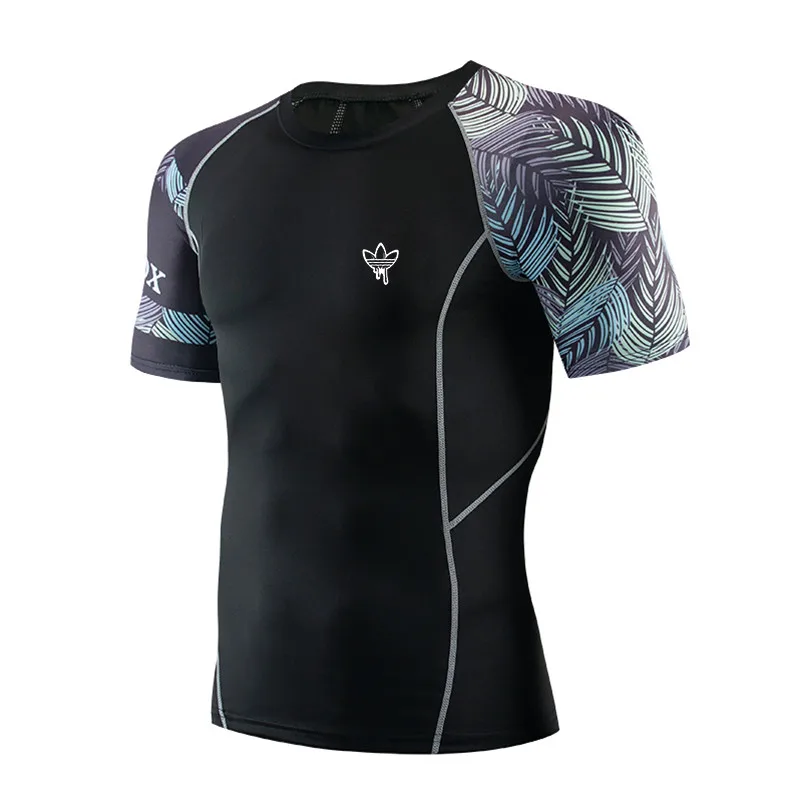 FUTUREOX бренд Herren фитнес-тренировочный sbekleidung Rashguard Топ 3D футболка с коротким рукавом MMA бег Бодибилдинг Топ - Цвет: GY08