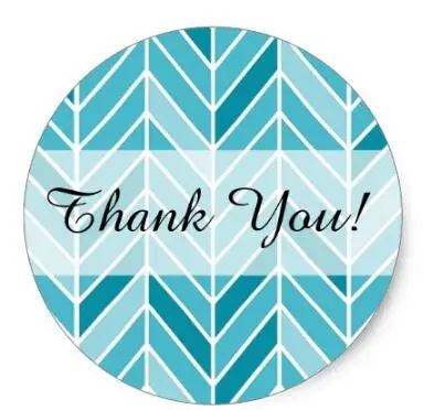 

1.5inch Cantilevered Chevron Thank You caspian blue Classic Round Sticker