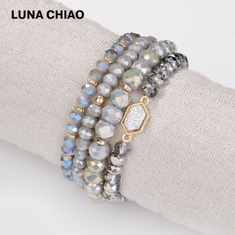 Браслет LUNA CHIAO 6 цветов растягивающийся браслет из бисера с кристаллами|Плетеные