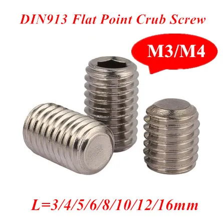 Набор винтов Grub из нержавеющей стали 304 DIN913 с шестигранной головкой M3/M4 * L 100 шт.|grub