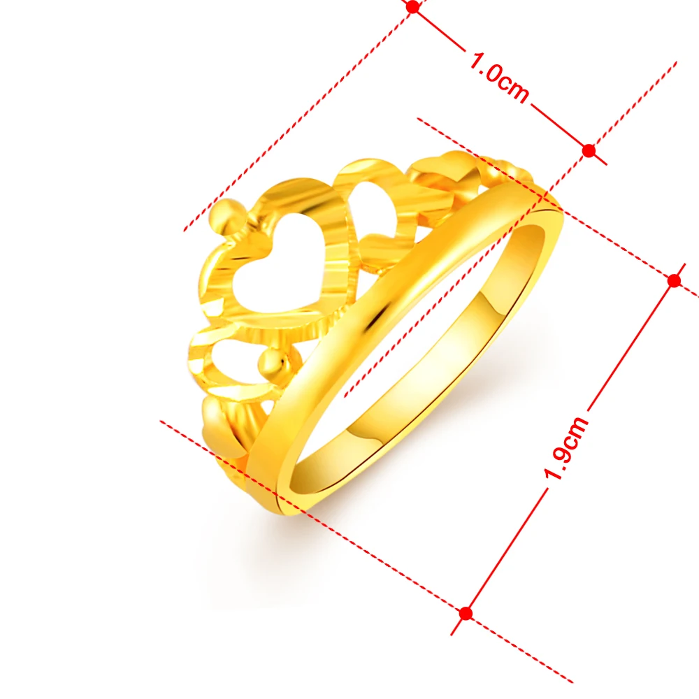 Изысканные кольца с милым сердцем золотого цвета Король Королева принц корона