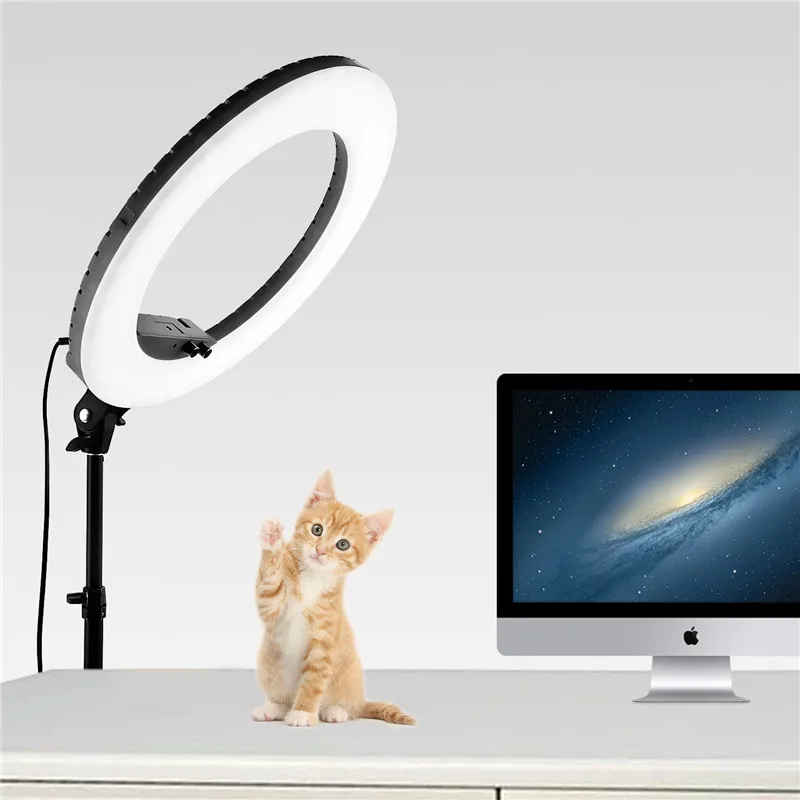 Fosoto FT-R480 1" кольцевая лампа 3200-5800K с регулируемой яркостью фотографический светильник ing Led Кольцевой светильник штатив зеркало для телефона камеры Фото Видео