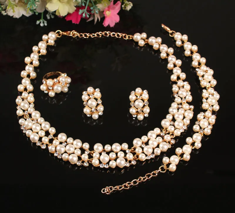 Женский классический жемчужный Топ золотого цвета с прозрачными кристаллами