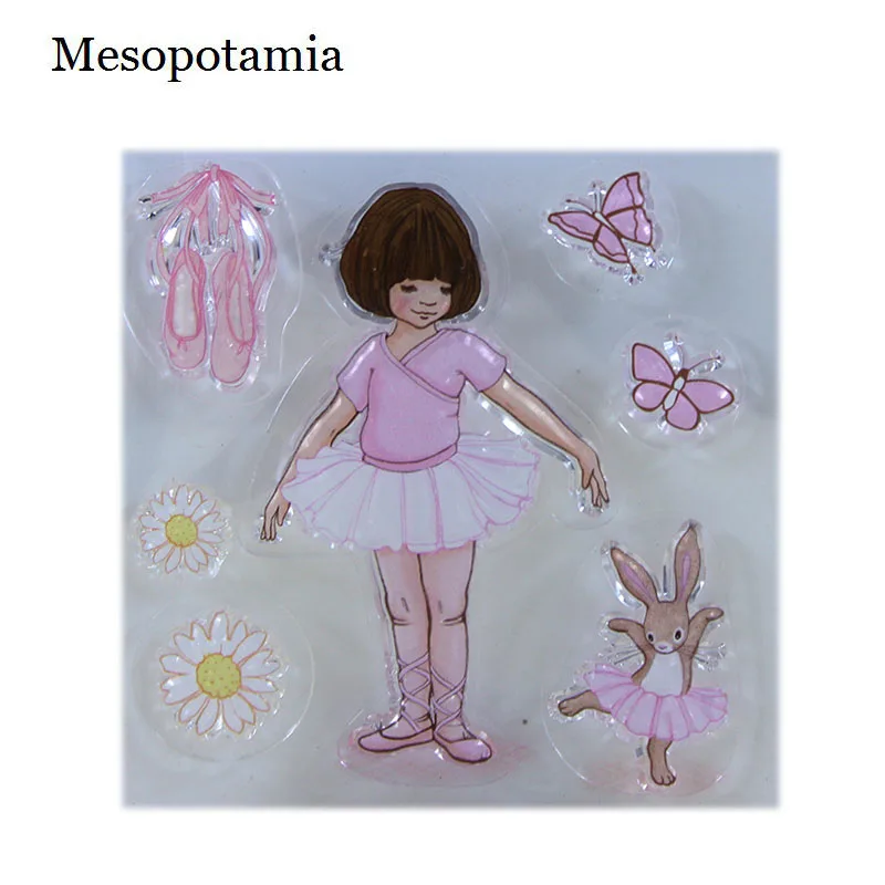 Сделай Сам Скрапбукинг альбомы печать розовый балет девушка кролик тиснение