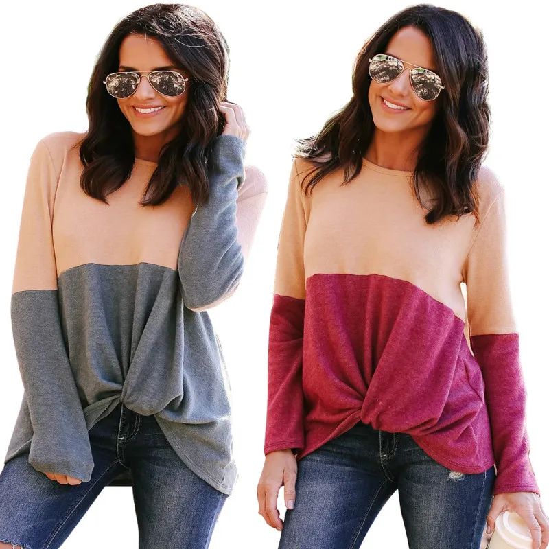 RongHe Cashmere Women Clothes Knitted Sweater Long Sleeve Pullovers Bow Lady Jumper Loose Patchwork Irregular Top Femme | Женская одежда