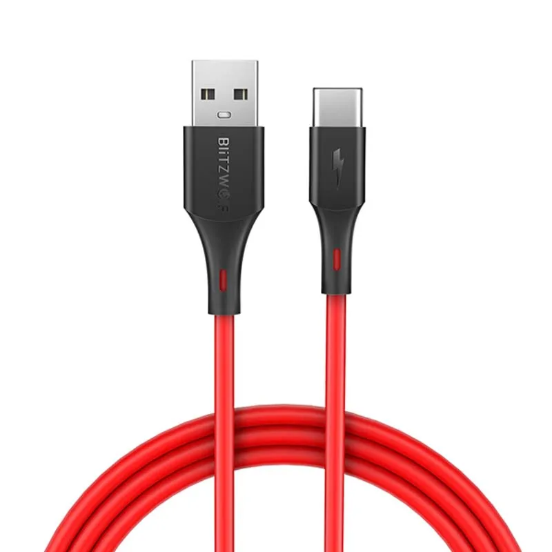 BlitzWolf 3A usb type-C кабель передачи данных для быстрой зарядки телефона зарядное устройство для samsung S9 S8 для Oneplus 6 для Xiaomi Mi8 Mix 2s S9 кабель - Цвет: Красный