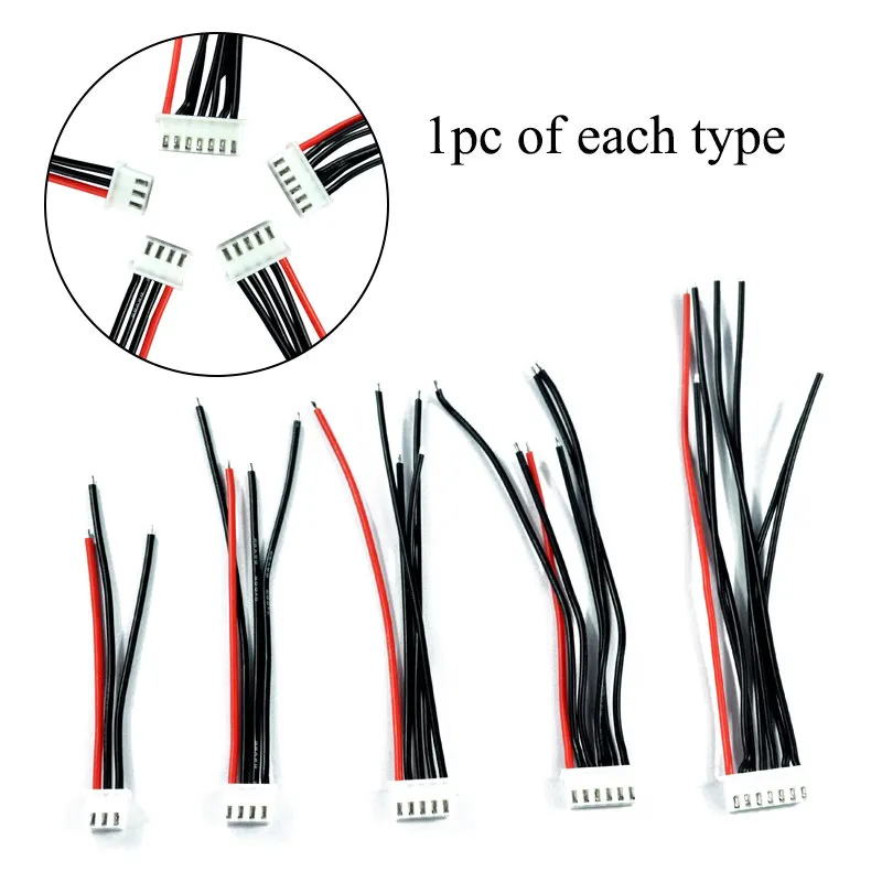 1pcs of each type 5 шт. Lipo 2S 3S 4S 5S 6S батарея балансировщик провода кабель JST-XH JST XH разъем адаптера 22AWG 100 мм 10 см - Цвет: 1pcs of each type