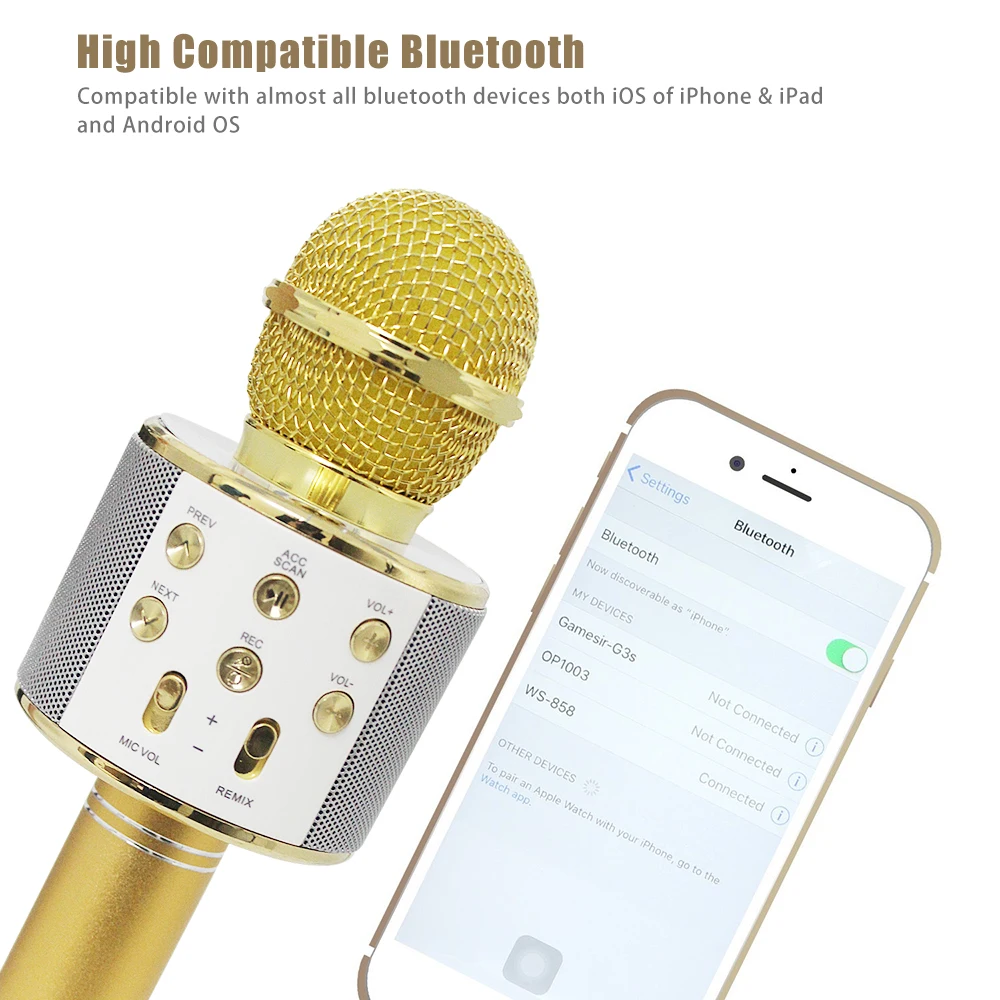 Испания сток WSTER WS-858 беспроводной Bluetooth Караоке ручной микрофон динамик мини домашний телефон караоке машина быстрая