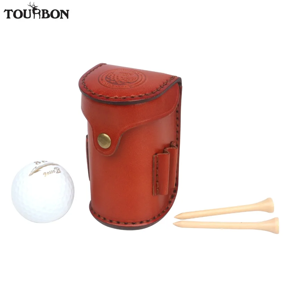 

Tourbon Vintage Mini Portable Golf Ball Bag Tee Holder Holds 2 Balls Divot Tool Holder Vegetable Leather Waist Golf Pouch
