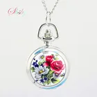 Карманные часы shsby, модная Серебряная цепочка с цветами для девушек, кварцевые часы для женщин, Детские часы с героями мультфильмов