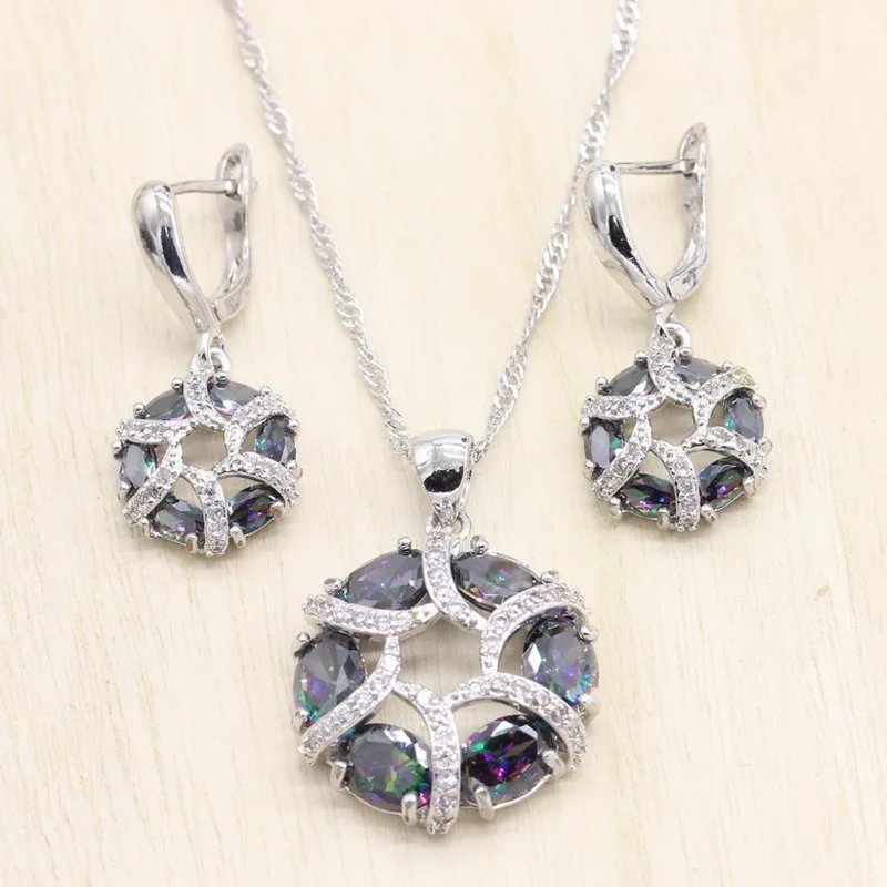 Набор ювелирных изделий из стерлингового серебра 925 пробы серьги с кулоном