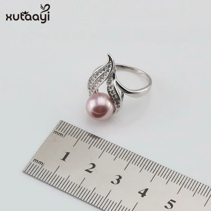 XUTAAYI, натуральный жемчуг, 925 серебро, наборы свадебных ювелирных изделий для женщин, белый циркон, серьги с камнями, кулон и ожерелье/набор колец