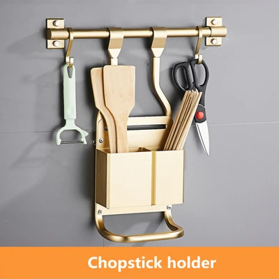 Chopstick holder Hongdec современный дизайн настенное крепление черный и золотой кухонная утварь держатель для специй Ложка Крюк не требуется сверление - Цвет: Chopstick holder