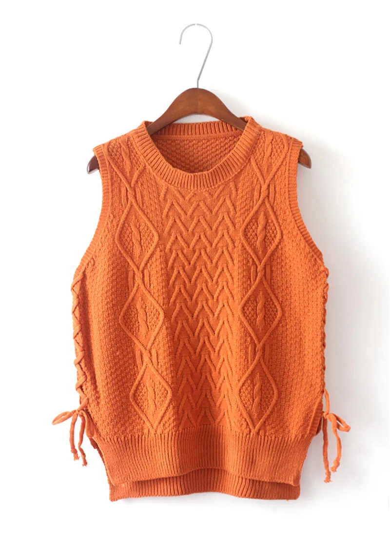 2018 Autumn Winter Vintage Casual O Neck Knitted Vest Knitwear Black Solid Sleeveless Pullover Sweater sweter mujer | Женская одежда