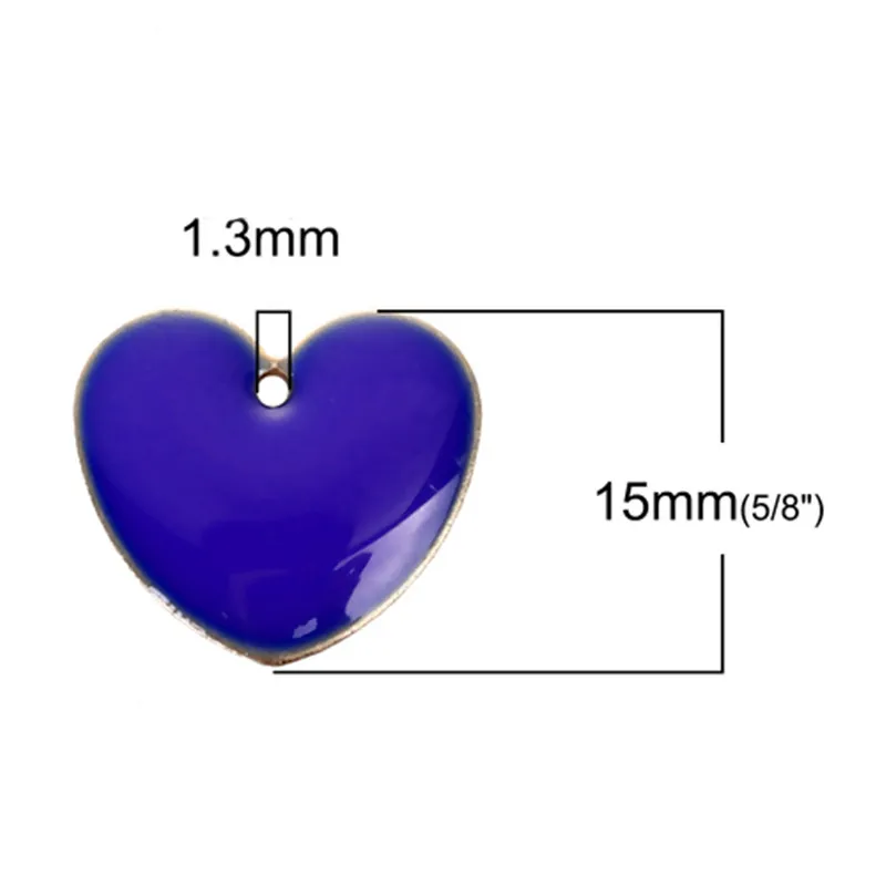 DoreenBeads Fashion Copper Enamelled Sequins Pendant Heart Unplated Colorful Enamel Jewelry DIY 16mm x16mm( 5/8&quot x 5/8&quot) 10 PCs |