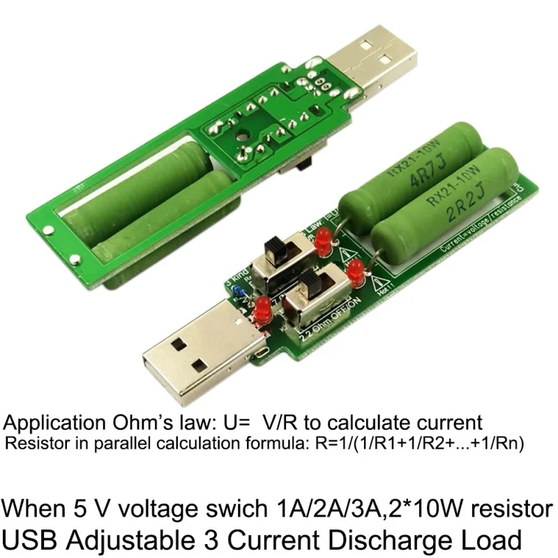 Регулируемый переключатель резистор USB DC электронная нагрузка 5 в 1A 2A 3A емкость батареи тестер напряжения разряда сопротивление