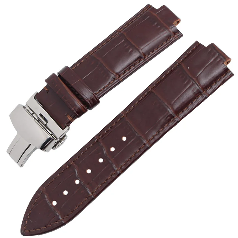 brown silver clasp 24*11 мм выпуклый интерфейс ремешок черный коричневый кожаный мужские часы ремешок для Oris PRODIVER TUBBATAHA AQUIS аксессуары для часов - Цвет ремешка: brown silver clasp