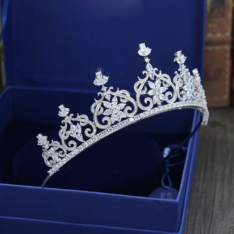 SLBRIDAL великолепные свадебные с кубическим Цирконом тиара невесты CZ Корона