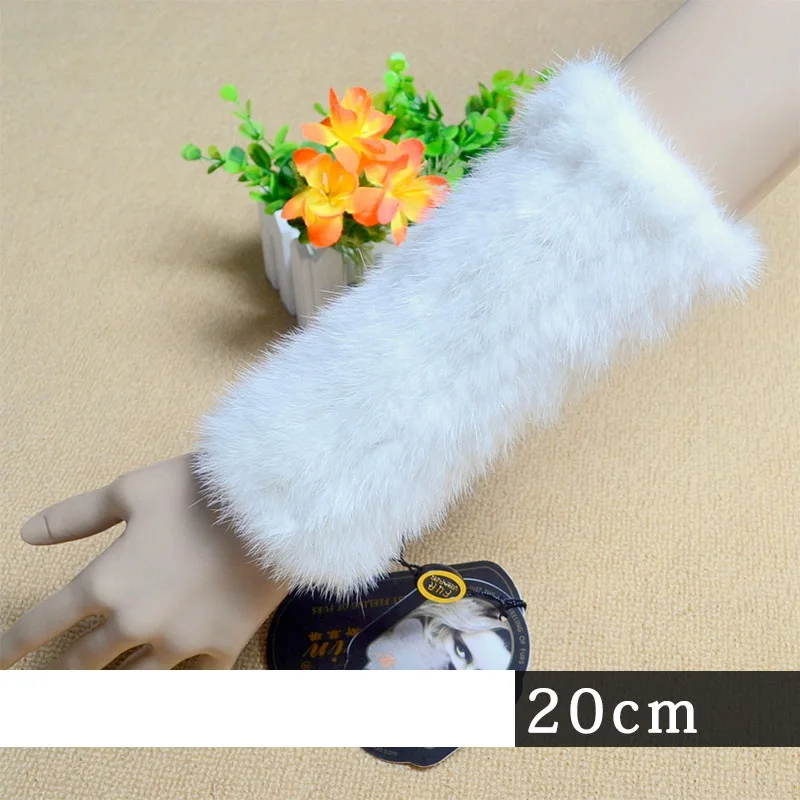 white 20cm 005 новые модные зимние женские перчатки из натурального меха норки из натурального меха норки женские митенки женские эластичная перчатка - Цвет: white 20cm
