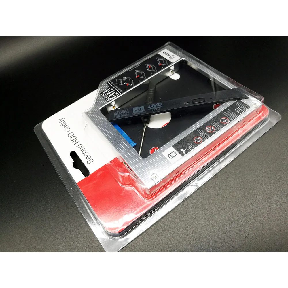 10 шт./лот Универсальный второй 2,5 ''HDD/SSD Caddy 9,5 мм SATA жесткий диск адаптер для ноутбука CD DVD Оптический привод отсек