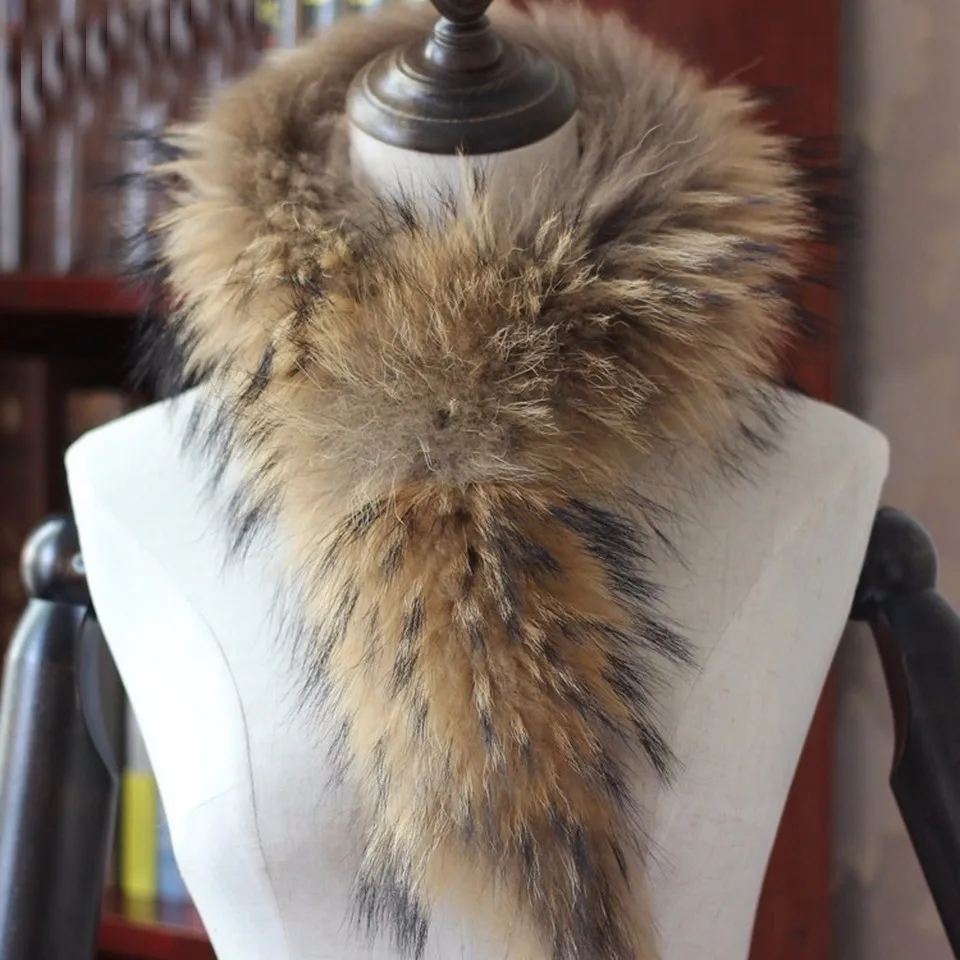 ZDFURS* натуральный шарф из натурального Лисьего меха натуральный мех лисы воротник брелок с мехом глушитель женский меховой палантин грелка 17 цветов - Цвет: raccoon fur
