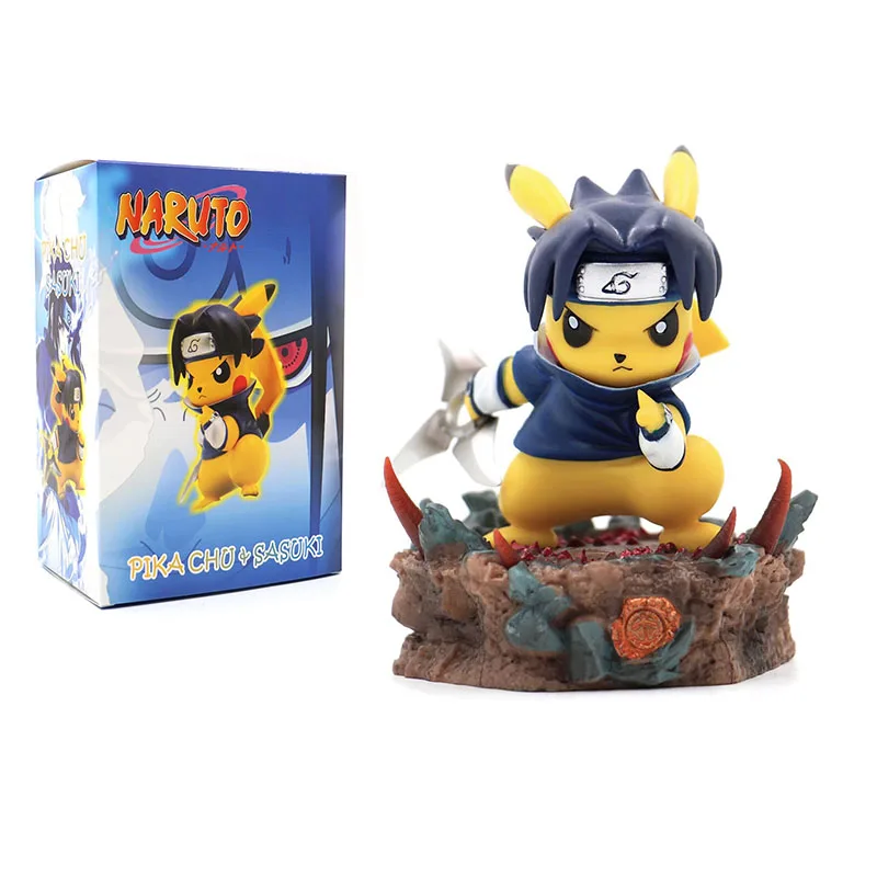 Аниме Наруто покебол Пикачу Cos Учиха Саске ПВХ подвижная фигурка Модель