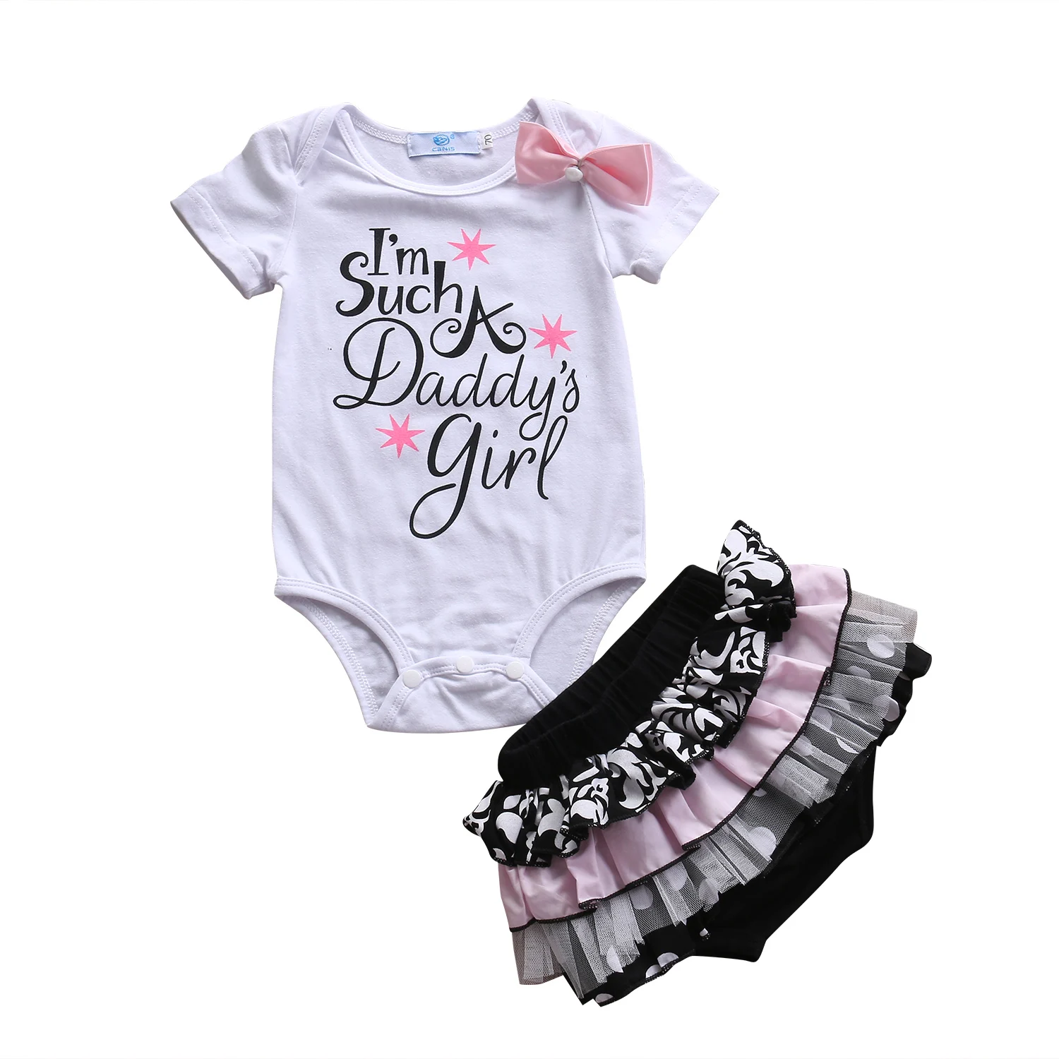 

New Style Newborn Baby Girls Clothes Summer Cotton Short Sleeve Romper Lace Polka Dot Shorts Outfits Baby Clothing Set 0-3Y