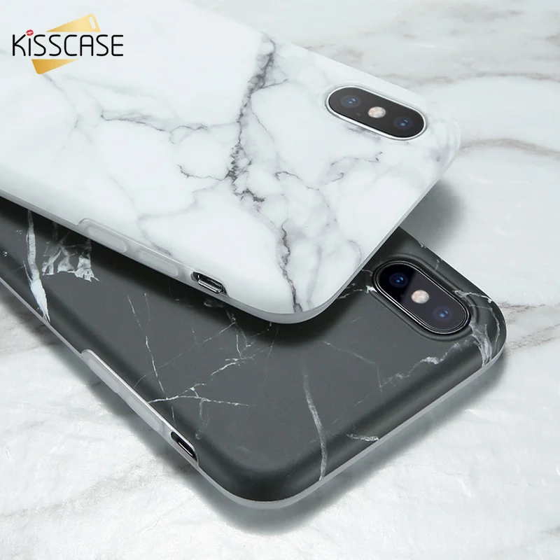 KISSCASE Case For iPhone 7 X Simple White Marble 6 6S 8 Plus S Cover XR XS MAX Coque Silicon Fundas |