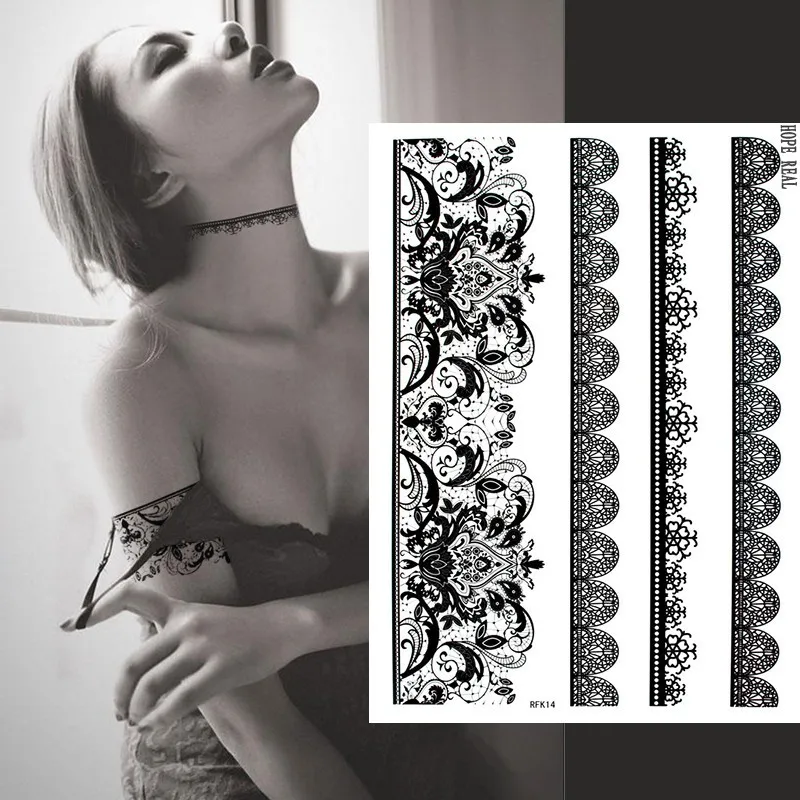 1 лист Черная кружевная тату наклейка из хны цветок для ногтей перо временная