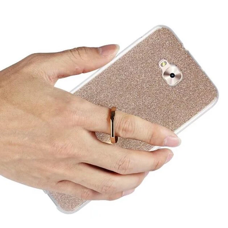Cover Phone Case For Asus Zenfone 4 Selfie ZD553KL 5.5&quot TPU Gel Silicone Transparent Back Shell Ring Holder Flash Glitter Powder |