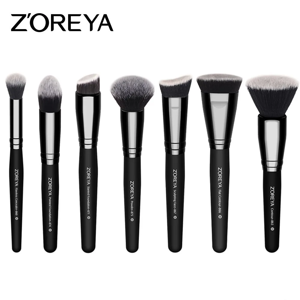 ZOREYA 7 шт. Профессиональный набор кистей для макияжа Кисть для макияжа нейлоновая основа для волос Румяна Пудра Косметические Инструменты Pincel Maquiagem